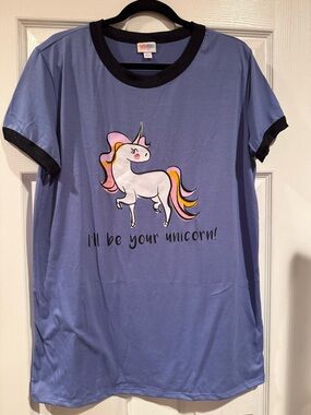 LuLaRoe Purple Unicorn Tee with Black Trim
